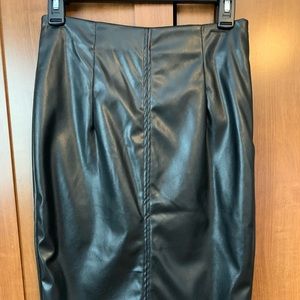 Black pleather pencil skirt